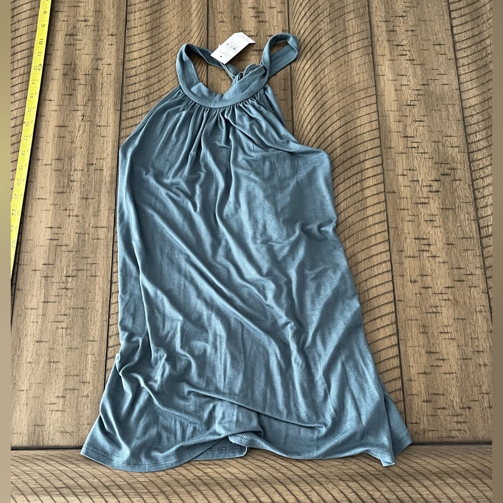 NWT.   LOFT Dusty blue Halter neck blouse